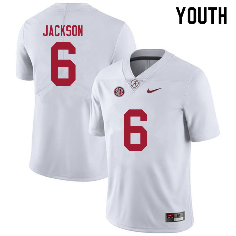 Alabama Crimson Tide Youth Khyree Jackson #6 White NCAA Nike Authentic Stitched 2021 College Football Jersey UA16S28WY